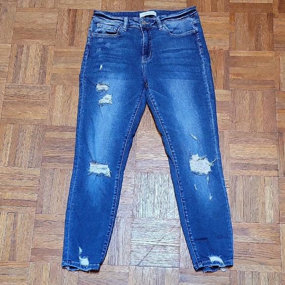 Flying Monkey Blue Ankle Cropped Skinny Jeans Distressed SIZE 29 - Picture 1 of 10